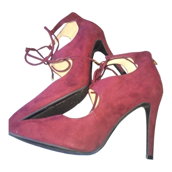 Marc Fisher Suede 4" Lace-Up Zip back Ankle Closure Heels Sz 8.5 - Picture 8 of 13